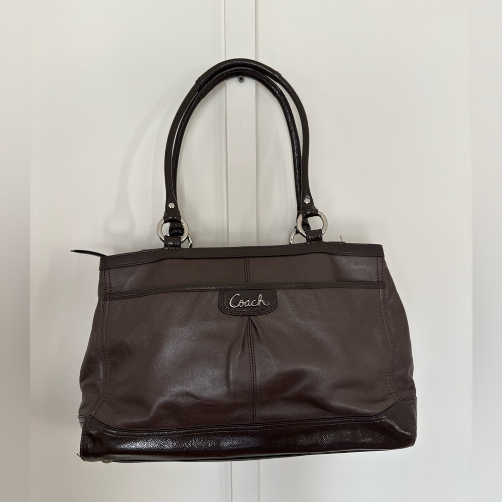 Coach Park Carryall Leather Shoulder Bag - Chocolate Brown